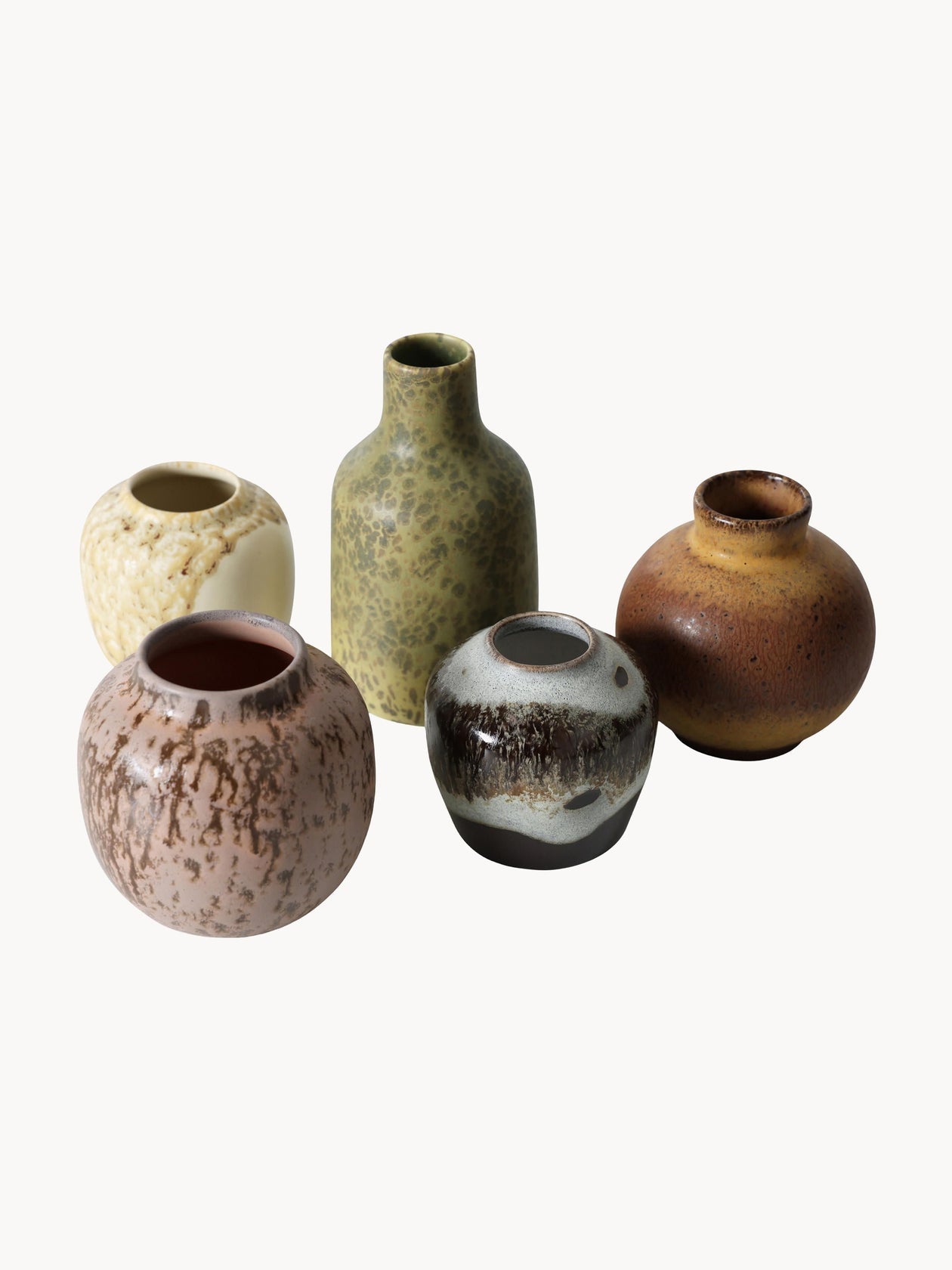 Moiville 70s Style Artisan Vase Set - 5 Piece Collection